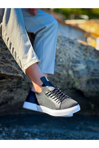 Lucy Shoes Yg-112 Men's Lace-Up Casual Knit Sneaker Shoes Cbt - Black