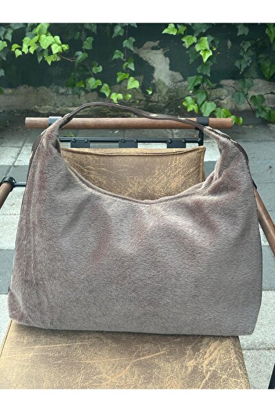 minebag Plush Textured Leather Detailed Viona Handbag Mink