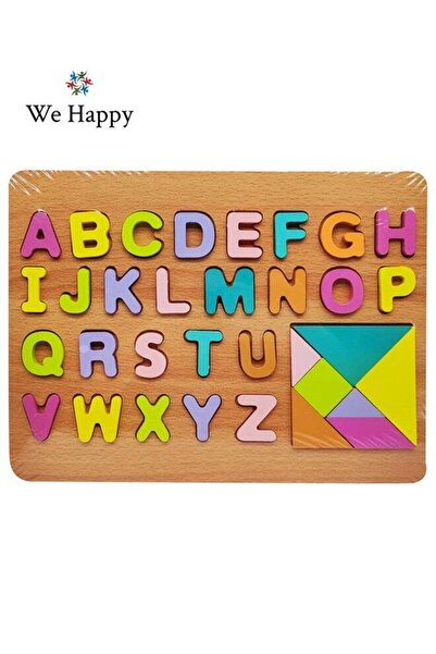 WE HAPPY 34 Pieces Wooden Montessori Toy – ABC 123 Puzzle Board Preschool Edu...