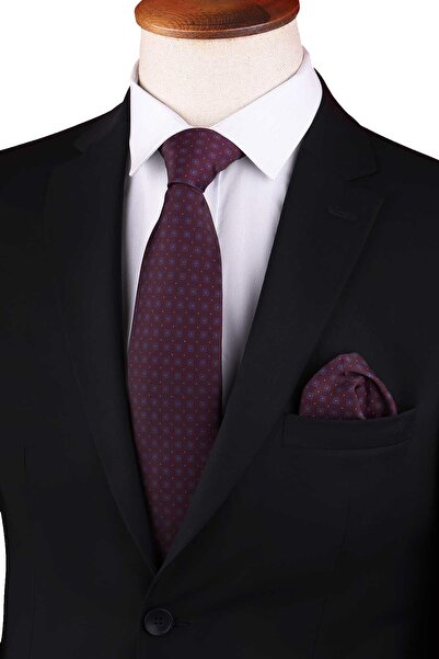 Kravatkolik Dark Brodo Small Pattern Printed Handkerchief Classic Tie Kk13346