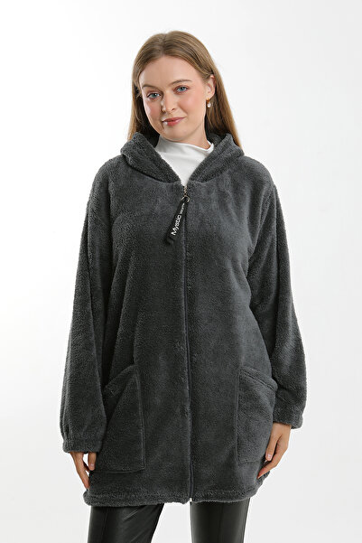 TÜCCAR UMUT WELSOFT PELUŞ HIRKA KAPÜŞONLU FERMUARLI GENİŞ BEDEN ARALIĞI 0024