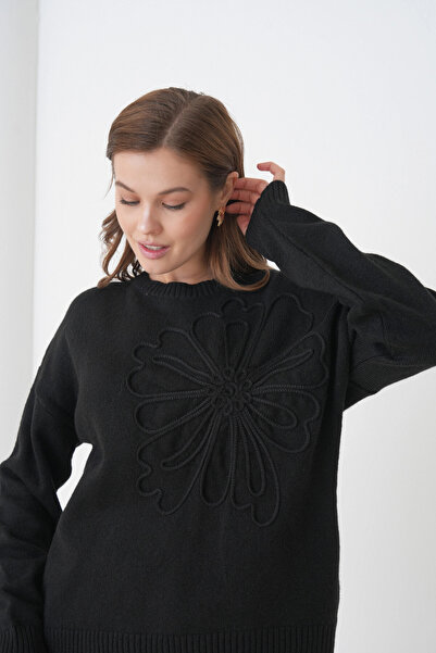 Park Karon Γυναικείο πλεκτό πουλόβερ με μοτίβο με λαιμόκοψη με μαλακή υφή