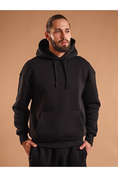 Bumbăcel Hanorac bărbat uniton fără fermoar cu glugă