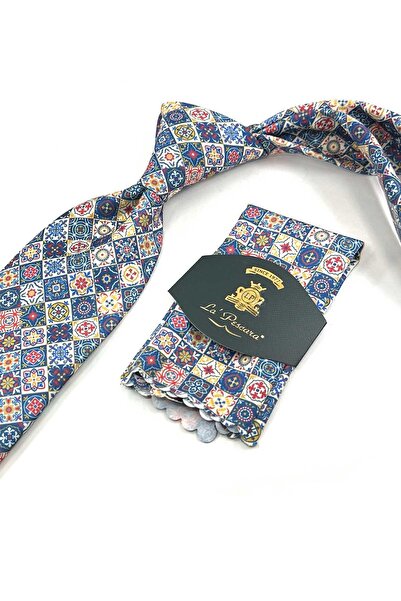 Kravatkolik Multi-Colored Printed Handkerchief Classic Tie Kk13357
