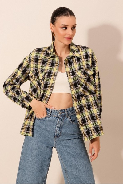 Bigdart Women's Plaid Pattern Oversized Lumberjack Shirt 3854 - A.Green