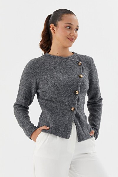 Shopping Shop Asymmetrical Cut Cardigan Anthracite