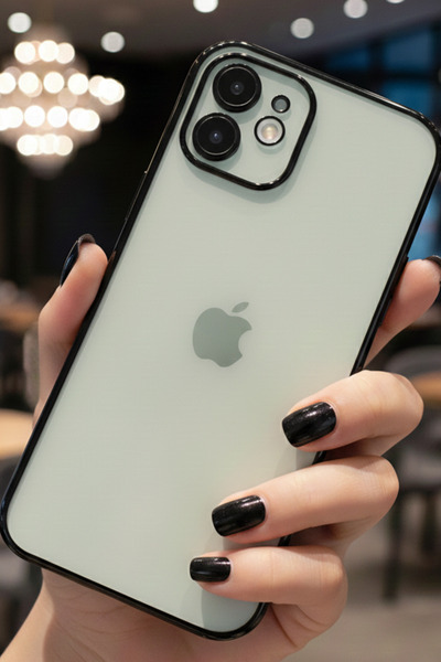 TechTrove Apple iPhone 12 Uyumlu 3D Kamera Korumalı Şeffaf Tasarım Bumper Kılıf