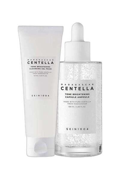 skin1004 centella madagascar أمبولة تفتيح البشرة من SKIN1004 مدغشقر سنتيلا تون 100 مل + جل رغوي منظف 125 مل