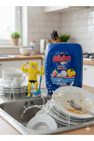 Can Bizim Sıvı Bulaşık Deterjanı 4 L (Limon Kokulu)