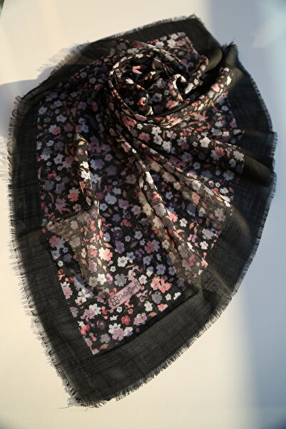 POLO CRAFT Keten Yazma Çiçekli Desen Tülbent