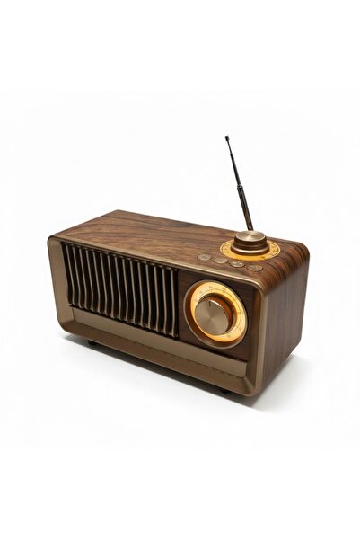 GÜÇLÜ Ahşap Tasarımlı Masaüstü Radyo / Bluetooth Hoparlör klasik nostalji