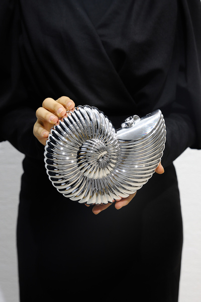 ROZA CANTA Geantă de seară din metal argintiu pentru femei