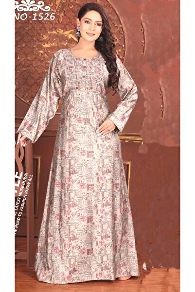 Zainah Comfort Fit Daily Wear Jallabiya Maxi Dress / Kaftan | Round Neck Clos...