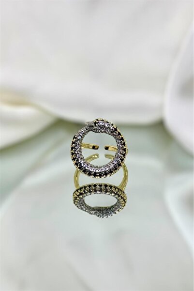 MatmazelLavinya خاتم ثعبان دائري قابل للتعديل مع حجر الزركون