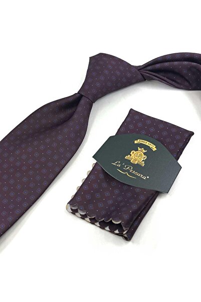 Kravatkolik Dark Brodo Small Pattern Printed Handkerchief Classic Tie Kk13346
