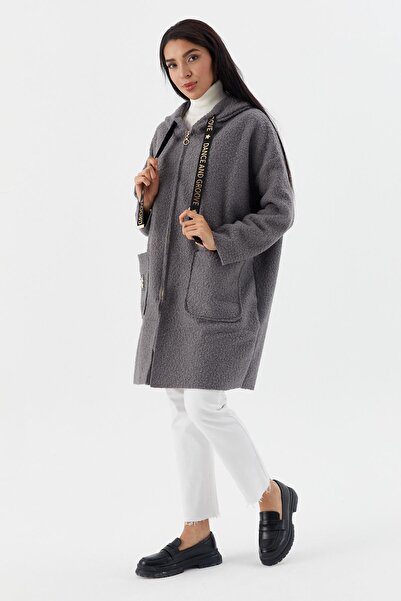 Shopping Shop Hooded Pocket Long Cardigan Anthracite