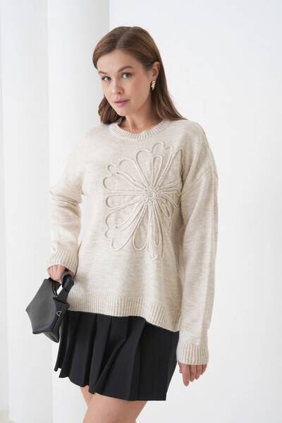 Park Karon Γυναικείο πλεκτό πουλόβερ με μοτίβο με λαιμόκοψη με μαλακή υφή