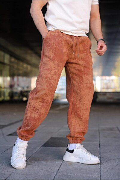 Madmext Φούτερ Jogger με σχέδιο μπατίκ καφέ E6582