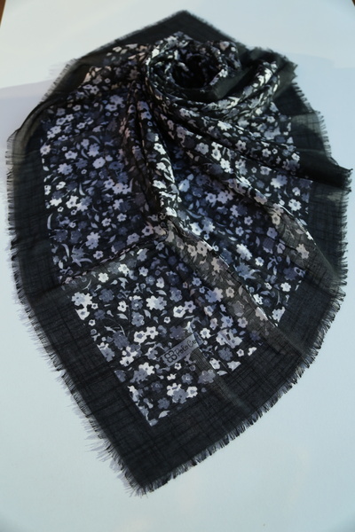 POLO CRAFT Keten Yazma Çiçekli Desen Tülbent