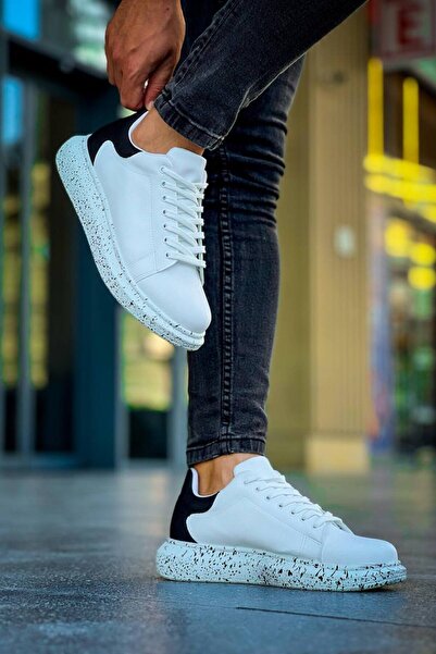 Lucy Shoes Yg-X500 Men's Lace-Up Casual Leather Sneaker Shoes Cbt - White/Black/Special