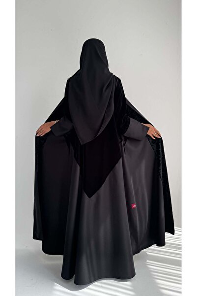AYA mwt694 عباية اسود مخمل وردات