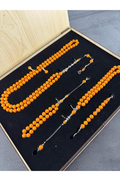 Bülbül Tesbih Bülbül Atölye Usta İşçilikli Sarı Kehribar Tespih Seti