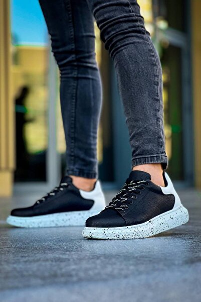 Lucy Shoes Yg-X500 Men's Lace-Up Casual Leather Sneaker Shoes Cbt - Black/White/Special