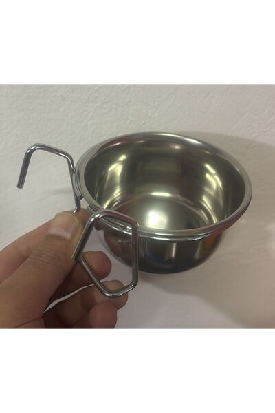 Orjin 10oz Askılı Geçmeli Paslanmaz Çelik Papağan Yemliği ve Suluğu 1 Adet