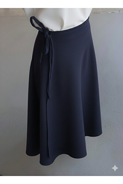 Blue Morpho Scuba Fabric Wrap Model Tied Skirt