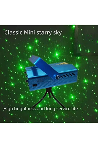 Fabrilux Mini Stage Laser Red-Green Party Light Projector, Multi-Pattern, Adjustable Control, Blue Metal Hous