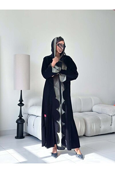 AYA mw1832 عباية مخمل باضافة قصة من الجاكار في الامام