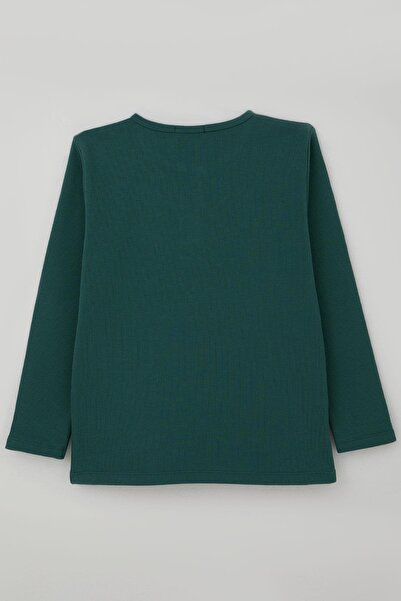 Breeze Boy's Long Sleeve T-Shirt with Button Detail, Ages 4-8, Petrol Green