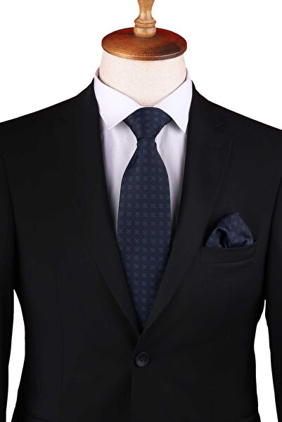 Kravatkolik Синій класичний крават з дрібним візерунком KK13347