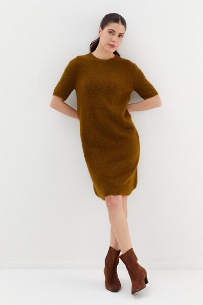 Shopping Shop Φόρεμα με κοντό μανίκι, χαλαρό πλεκτό, ΧΑΚΙ