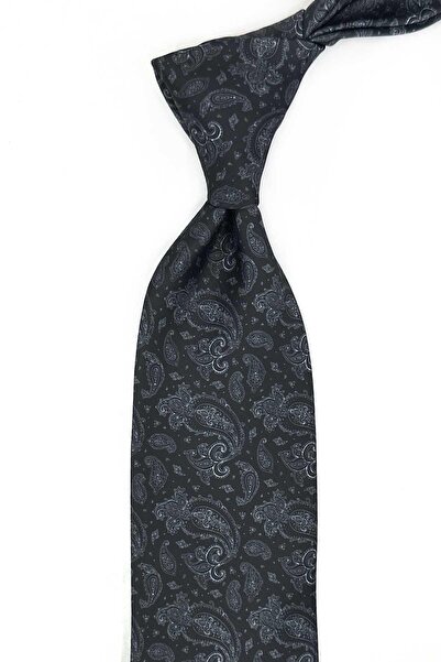 Kravatkolik Black Shawl Pattern Printed Handkerchief Classic Tie Kk13358