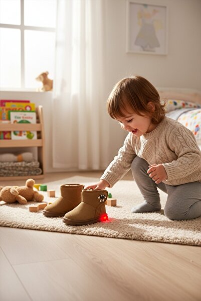 VeliKundura Wi̇sco Lighted Tan Suede Children's Boots