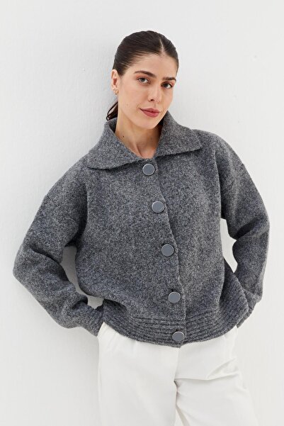 Shopping Shop Soft textured knit cardigan anthracite