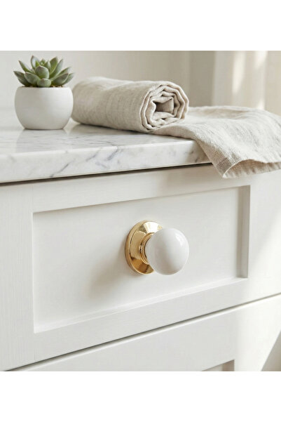 Özen Metal Özen Porcelain Gold Yellow Furniture Button