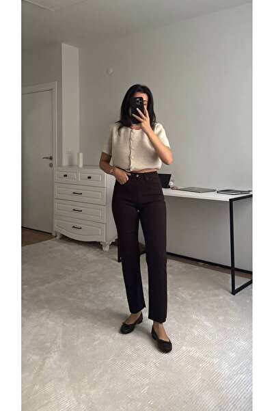 Aida Fashion Kesik paça mom fit jean