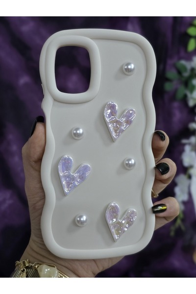 Magic Ring Huawei P40 Lite Uyumlu Parlak Kalp & İnci Detaylı Soft Şık Telefon Kılıfı