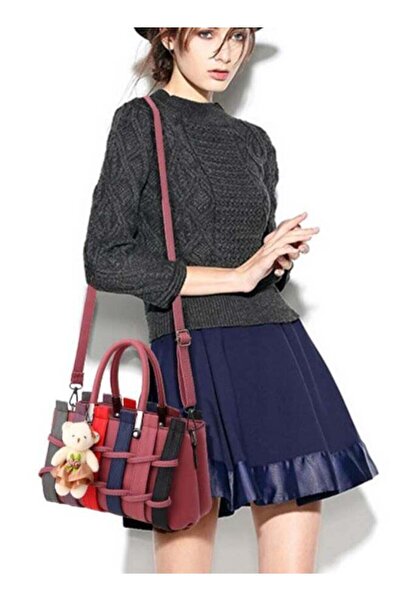 Generic Bear Striped Crossbody Bag - Red