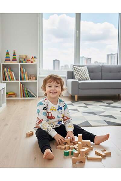 BOBBY JR KİDSWEAR Car Printed Baby Kids Set