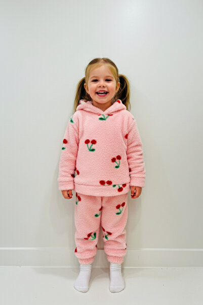 Neva Baby Boutique Pink Girl's Cherry Patterned Wellsoft Fleece Fabric Feathe...