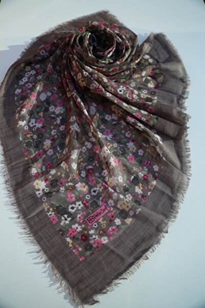 Vorvella Keten Yazma Çiçekli Desen Tülbent