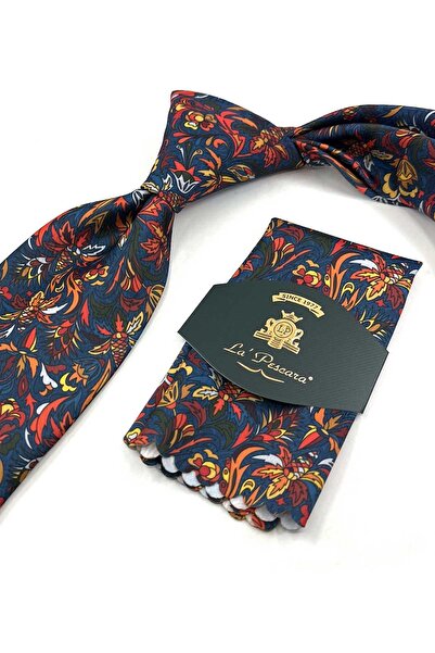 Kravatkolik Multi-Colored Floral Pattern Printed Pocket Squares Classic Necktie Kk13351