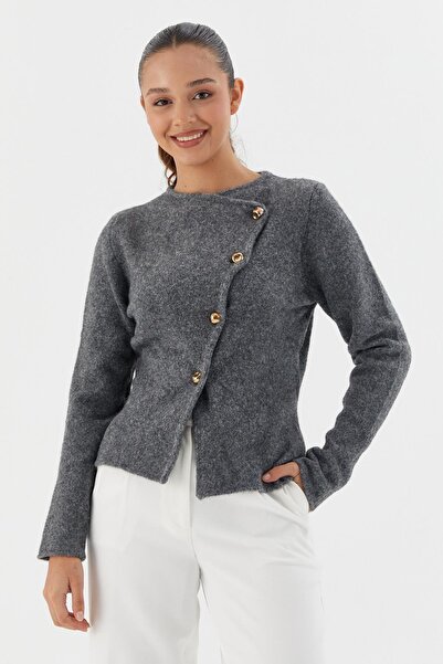 Shopping Shop Asymmetrical Cut Cardigan Anthracite