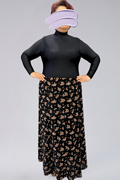 SHE BEST Pieced Long Prayer Skirt, Viscose Flower 8 Pieces Long Women's Skirt
