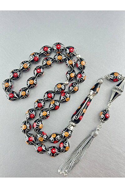 Bülbül Tesbih Erzurum Has Oltu Taşı Mercan Ve Gümüş İşlemeli Tesbih