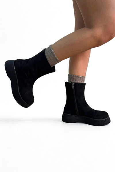 inizio Μαύρα σουέτ γυναικεία καθημερινά μποτάκια GD309