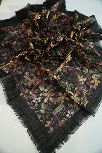 POLO CRAFT Keten Yazma Çiçekli Desen Tülbent